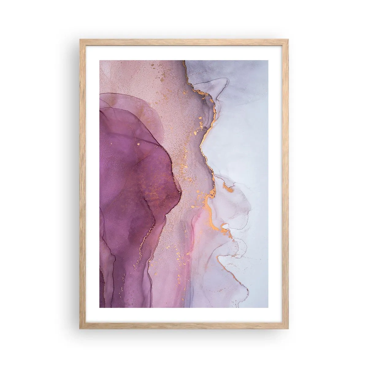Plakat w ramie jasny dąb - Fale lila i fioletu - 50x70 cm