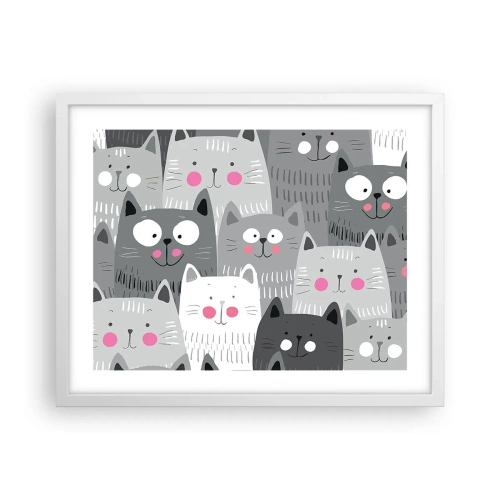 Plakat w białej ramie - Koci świat - 50x40 cm