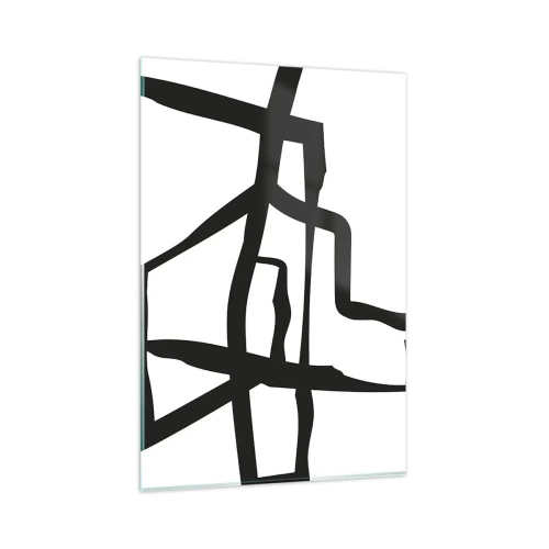 Obraz na szkle - Minimalistyczny czarno-biały wzór z geometrycznymi liniami - 80x120cm - Czarno-biała konstrukcja - Nowoczesna dekoracja ścienna do salonu i sypialni ARTTOR