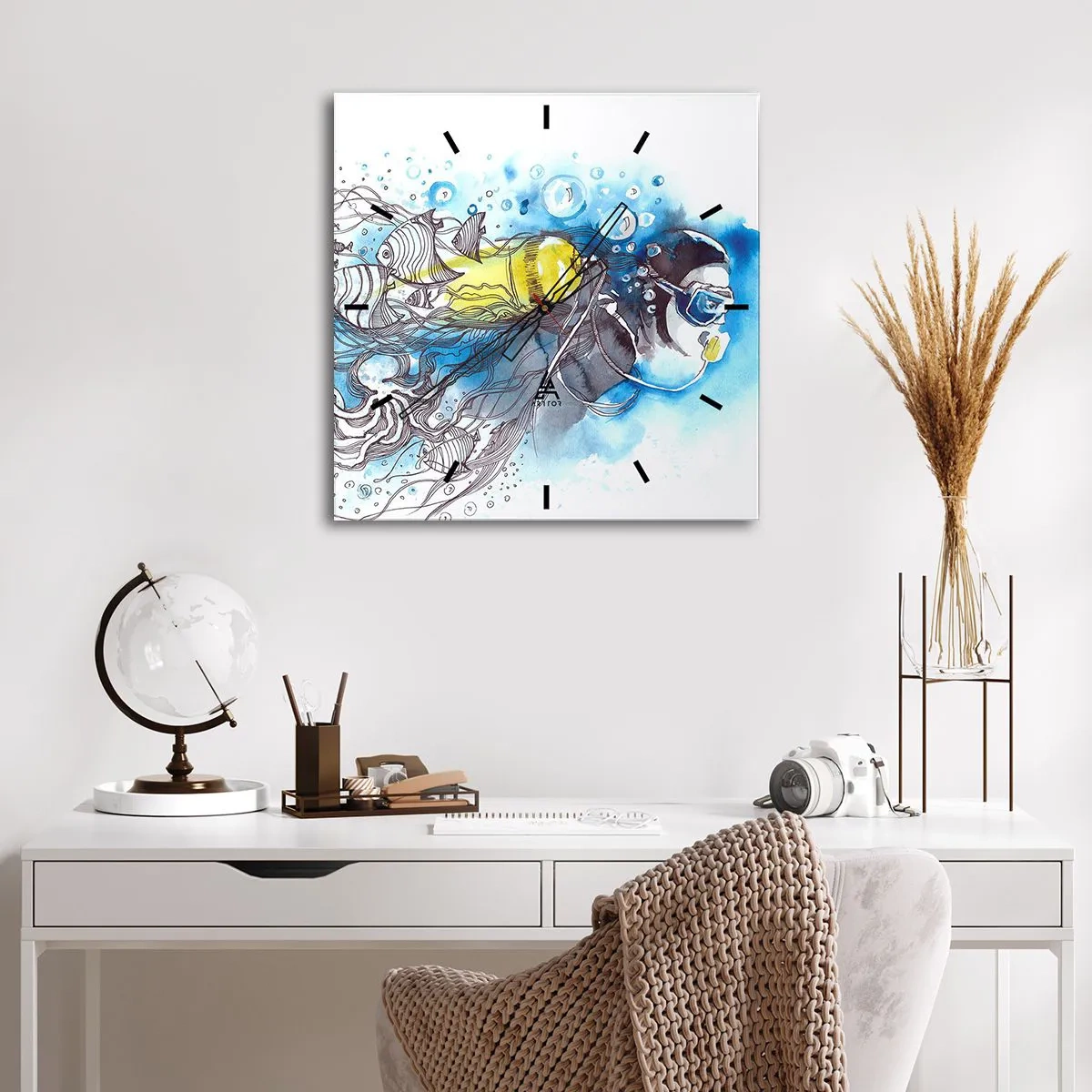 Zegar ścienny - Wielki błękit - 40x40 cm