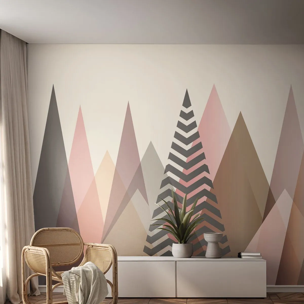Fototapeta Premium Canvas - Piramidalny widok - Abstrakcja, Sztuka, Trójkąty - 250x175 cm