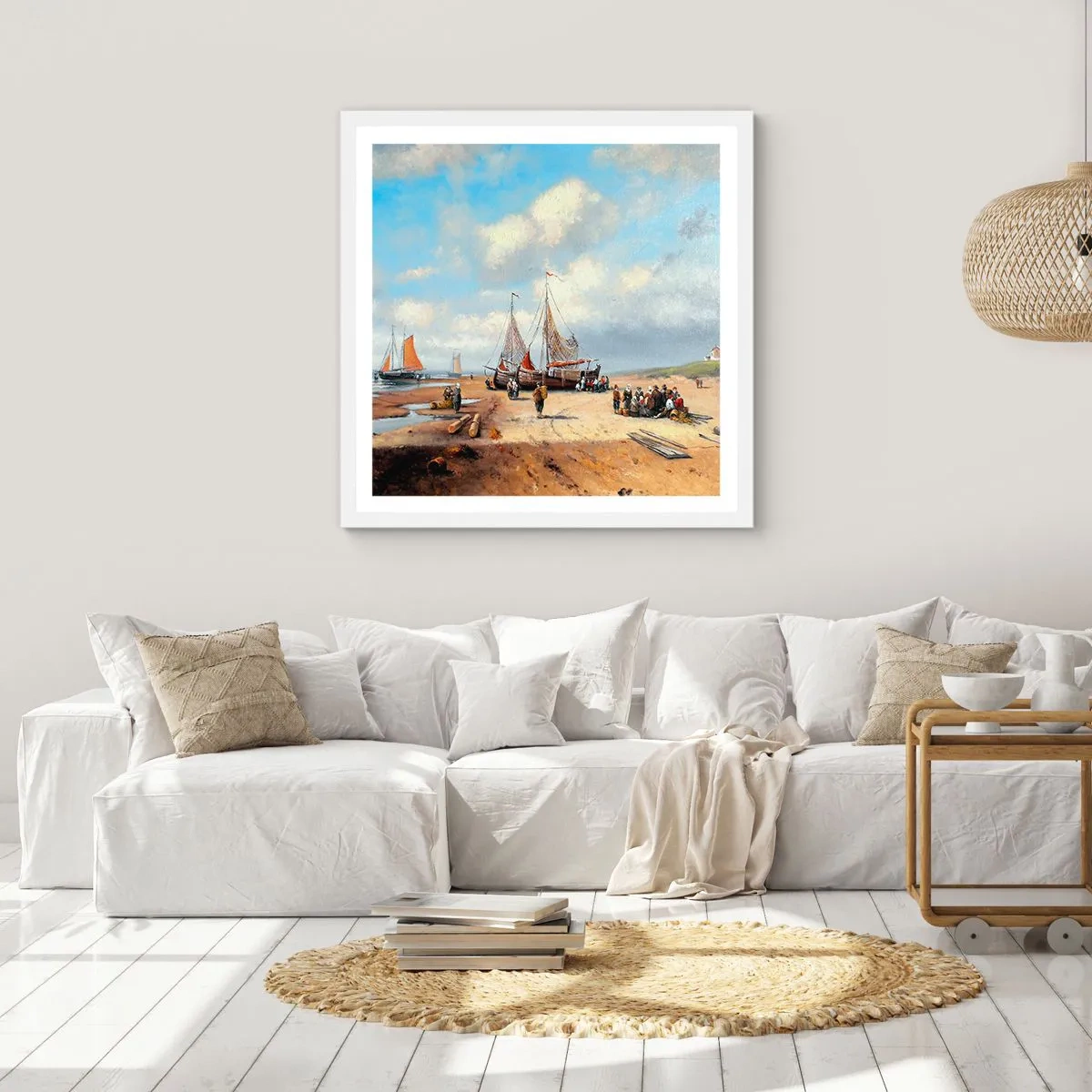 Plakat w białej ramie - Po udanym połowie - 60x60 cm