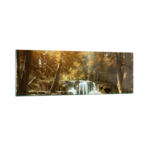Obraz na szkle - Parkowa kaskada - 90x30 cm