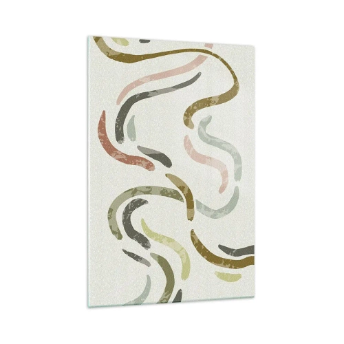 Obraz na szkle - Abstrakcyjne łuki w pastelowej kolorystyce - 70x100cm - Radosny taniec abstrakcji - Nowoczesna dekoracja ścienna do salonu i sypialni ARTTOR