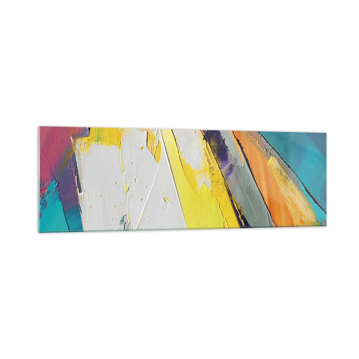 Obraz na szkle - Abstrakcyjna kompozycja w intensywnych barwach - 160x50cm - Anatomia światła - Nowoczesna dekoracja ścienna do salonu i sypialni ARTTOR