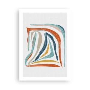 Plakat - Kolorowa abstrakcja z organicznymi liniami - 50x70cm - Abstrakcja przyjaźnie uśmiechnięta - Nowoczesna dekoracja ścienna do salonu, kuchni i sypialni ARTTOR
