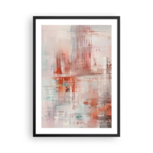 Plakat w czarnej ramie - Abstrakcyjna kompozycja w odcieniach czerwieni i błękitu - 50x70cm - Zamglone. Ale różowe - Nowoczesna dekoracja ścienna do salonu i sypialni ARTTOR