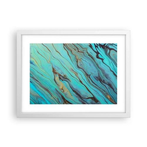Plakat w białej ramie - Turkusowy przypływ - 40x30 cm