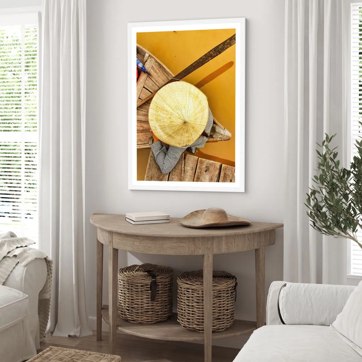 Plakat w białej ramie - Życie na żółtej rzece - 61x91 cm