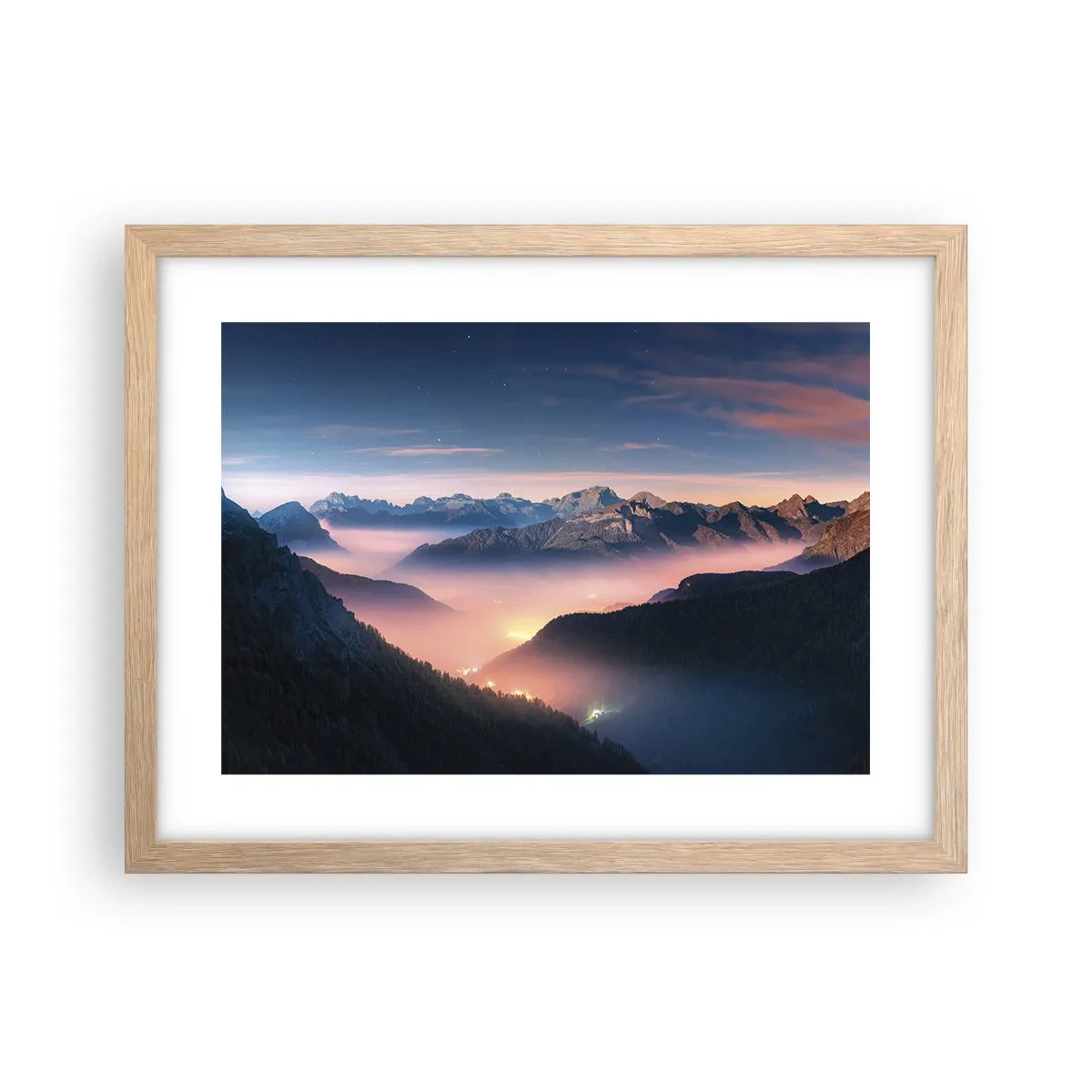 Plakat w ramie jasny dąb - Światło w dolinach - 40x30 cm