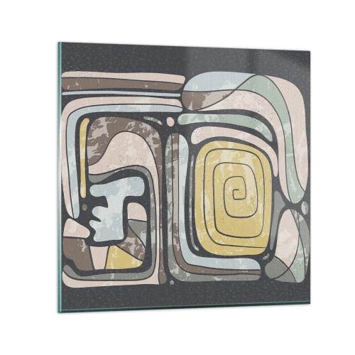 Obraz na szkle - Abstrakcja w duchu prekolumbijskim - 30x30 cm