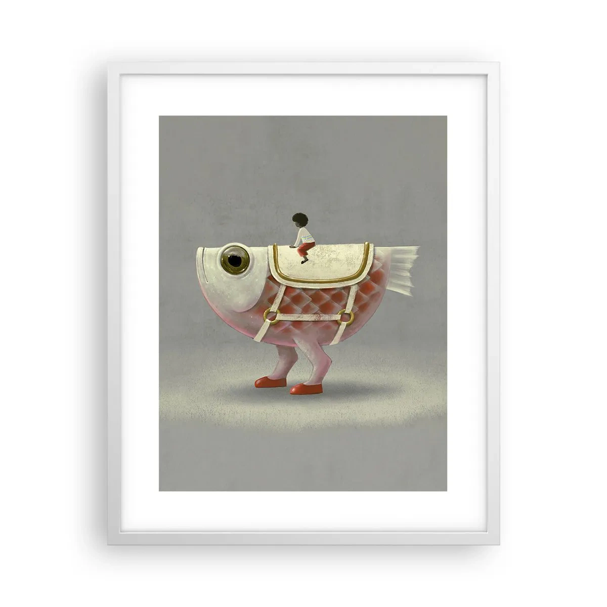 Plakat w białej ramie - Ryboński jeździec - 40x50 cm