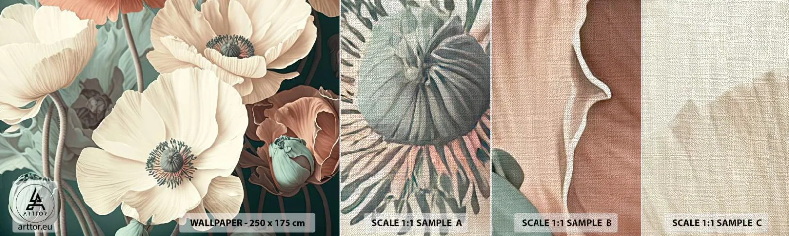 Fototapeta Próbka Premium Canvas - Szept maków - Kwiaty, Rośliny, Pastelowy - 100x30 cm