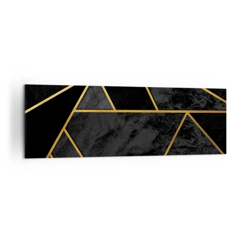 Obraz na płótnie - Geometryczny wzór złota na czarnym tle - 160x50cm - Mrok i blask - Nowoczesna dekoracja ścienna do salonu i sypialni ARTTOR