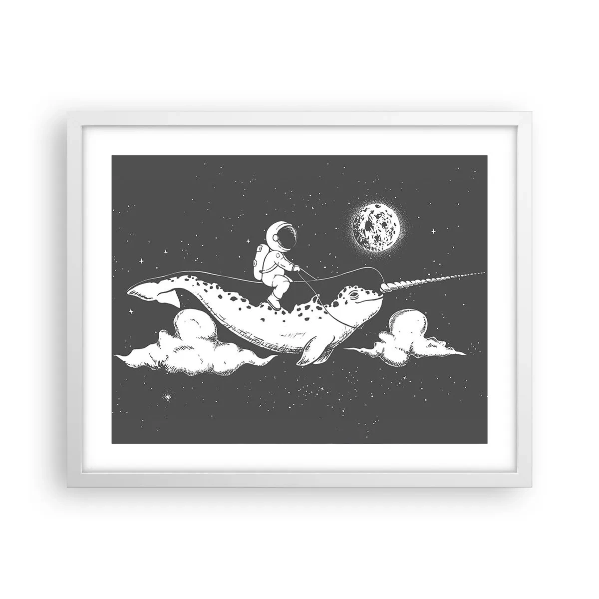 Plakat w białej ramie - Kosmiczny jeździec - 50x40 cm
