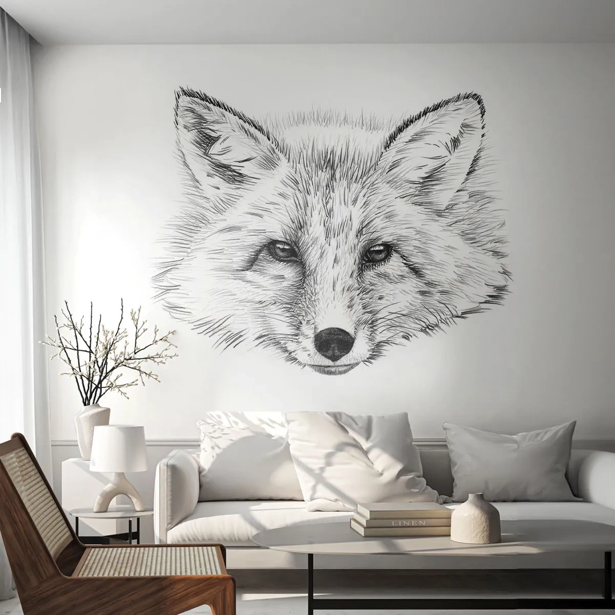 Fototapeta Samoprzylepna Deluxe Sticker - Czy te oczy mogą kłamać? - Zwierzęta, Lis, Grafika - 150x105 cm