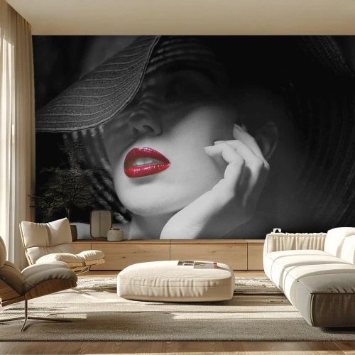 Fototapeta Premium Canvas - Studium w szkarłacie - Kobieta, Czerwone Usta, Moda - 150x105 cm