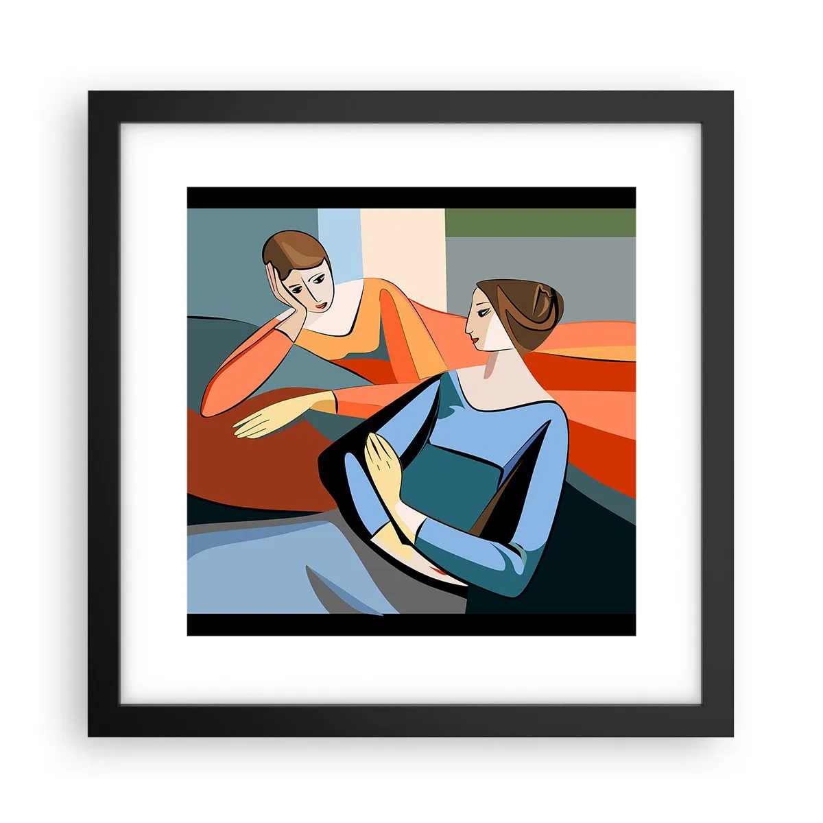 Plakat w czarnej ramie - Chwila zwierzeń - 30x30 cm