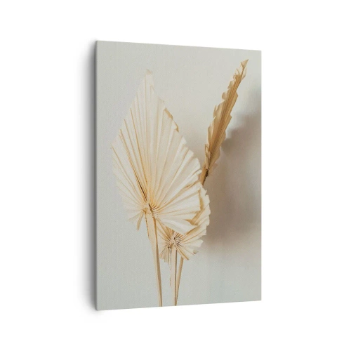 Obraz na płótnie - Suszone liście palmowe w minimalistycznej aranżacji - 70x100cm - Gdy potrzebne ukojenie - Nowoczesna dekoracja ścienna do salonu i sypialni ARTTOR