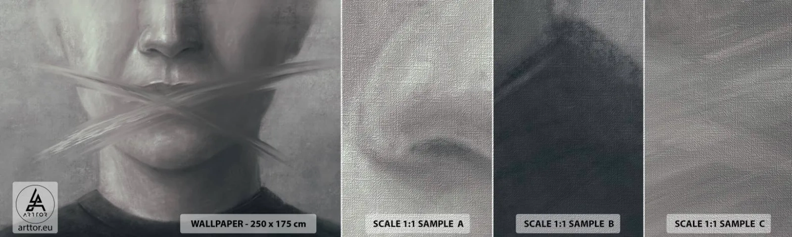 Fototapeta Próbka Premium Canvas - Ani słowa - Abstrakcja, Grafika, Twarz - 100x30 cm