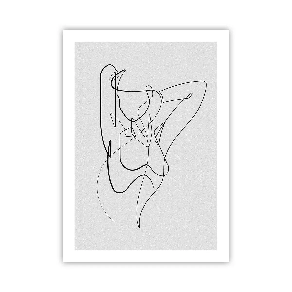Plakat - Abstrakcyjna linia kobiecej sylwetki na jasnym tle - 50x70cm - Naprawdę, jaka jesteś... - Nowoczesna dekoracja ścienna do salonu, kuchni i sypialni ARTTOR