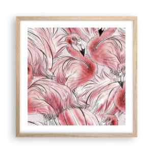 Plakat w ramie jasny dąb - Ptasi corps de ballet - 50x50 cm