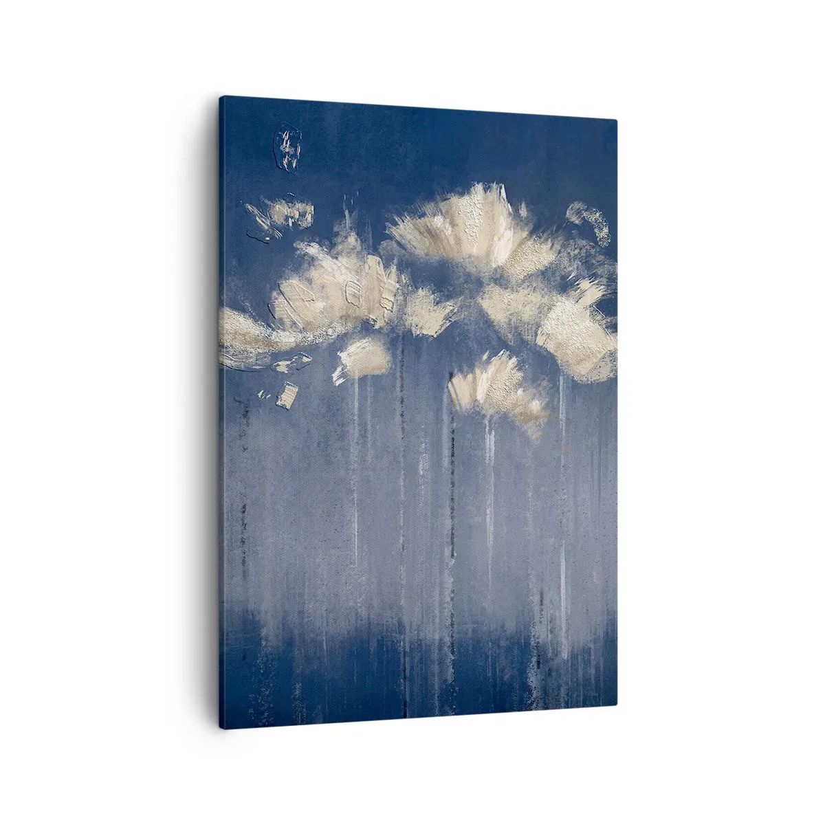 Obraz na płótnie - Złote płatki na granatowym tle - 50x70cm - Jak płatki na wietrze - Nowoczesna dekoracja ścienna do salonu, kuchni i sypialni ARTTOR