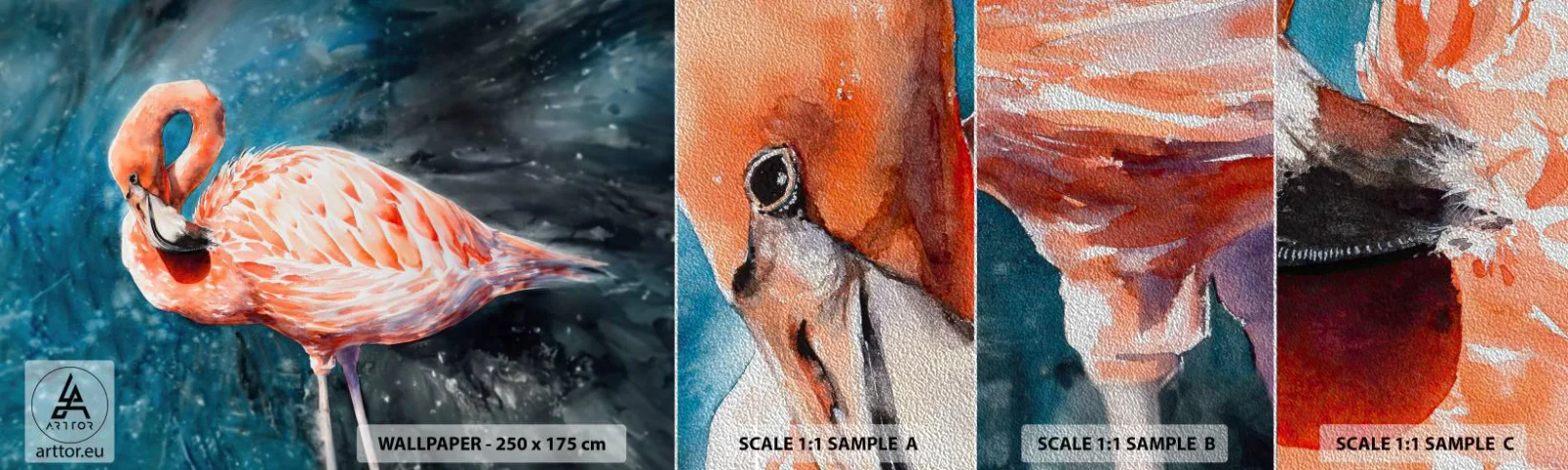 Fototapeta Próbka Premium Sand - Dekoracyjny z natury - Flaming, Ptak, Natura - 100x30 cm