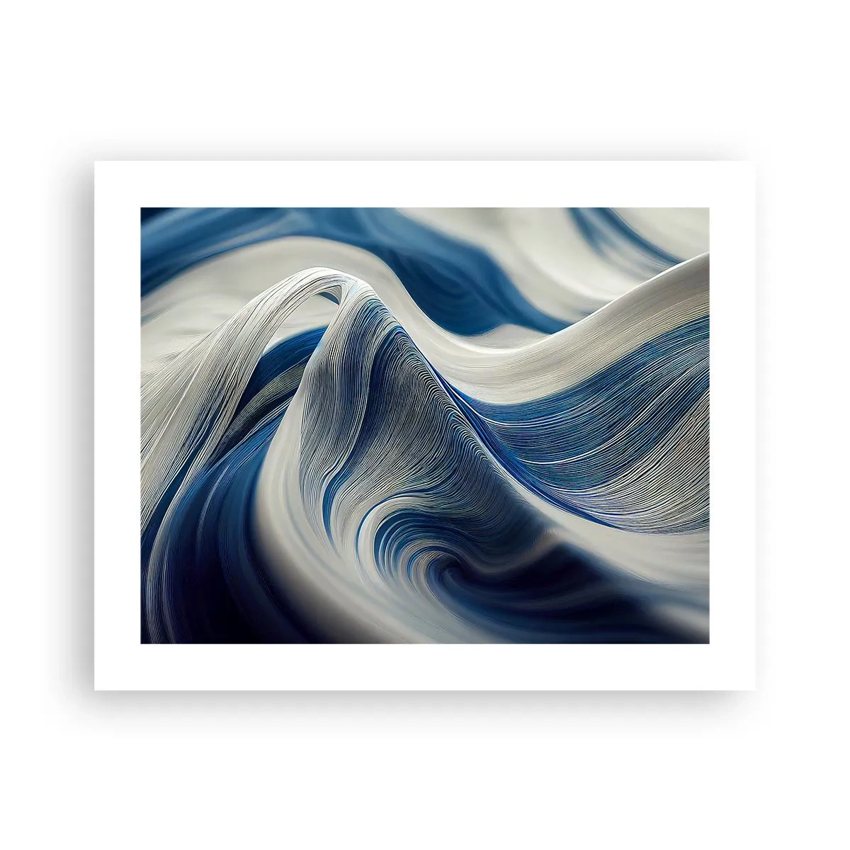 Plakat - Płynność błękitu i bieli - 50x40 cm