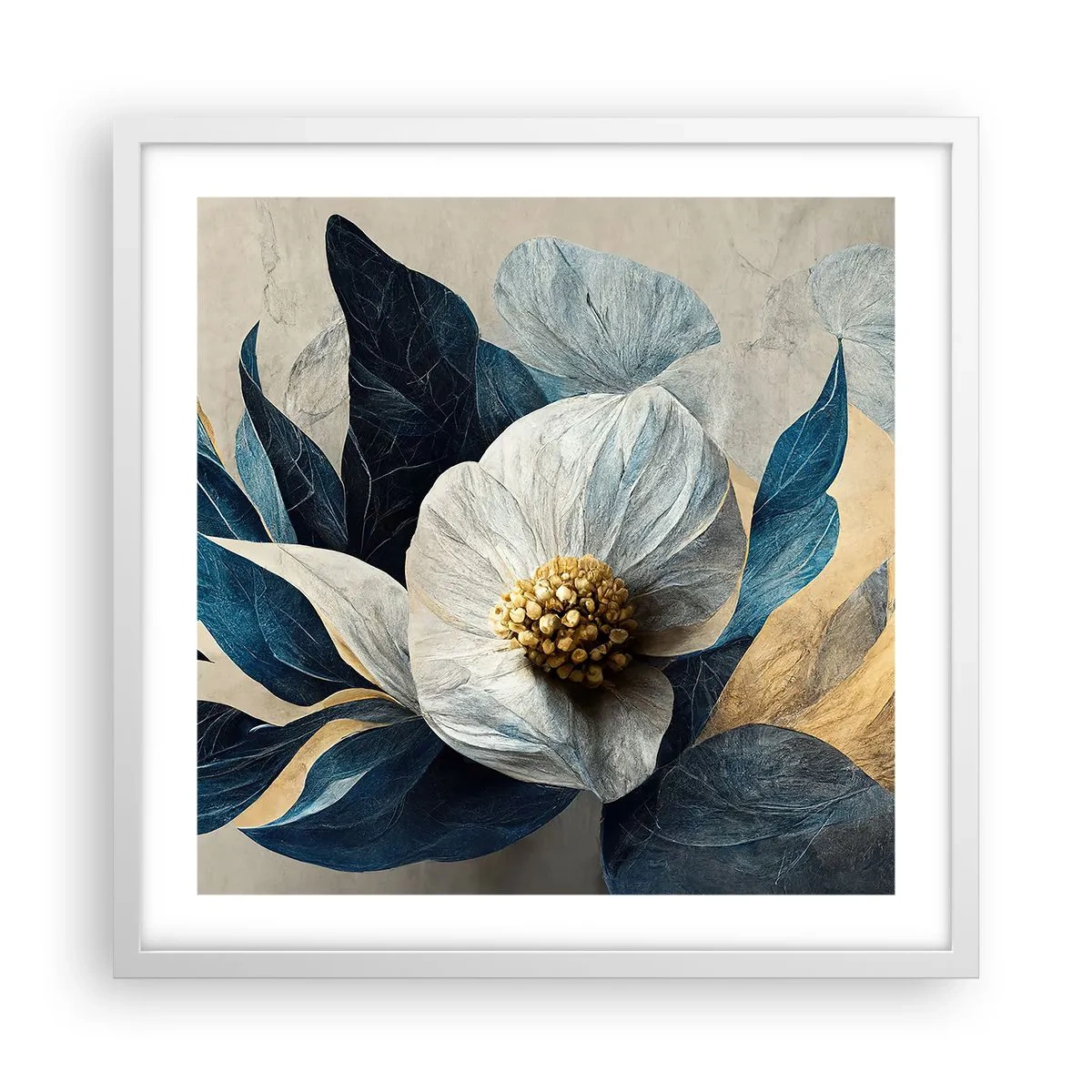 Plakat w białej ramie - Ma złote serce - 50x50 cm