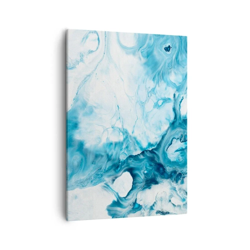 Obraz na płótnie - Abstrakcyjna kompozycja w odcieniach błękitu i bieli - 50x70cm - Koncert błękitu - Nowoczesna dekoracja ścienna do salonu, kuchni i sypialni ARTTOR
