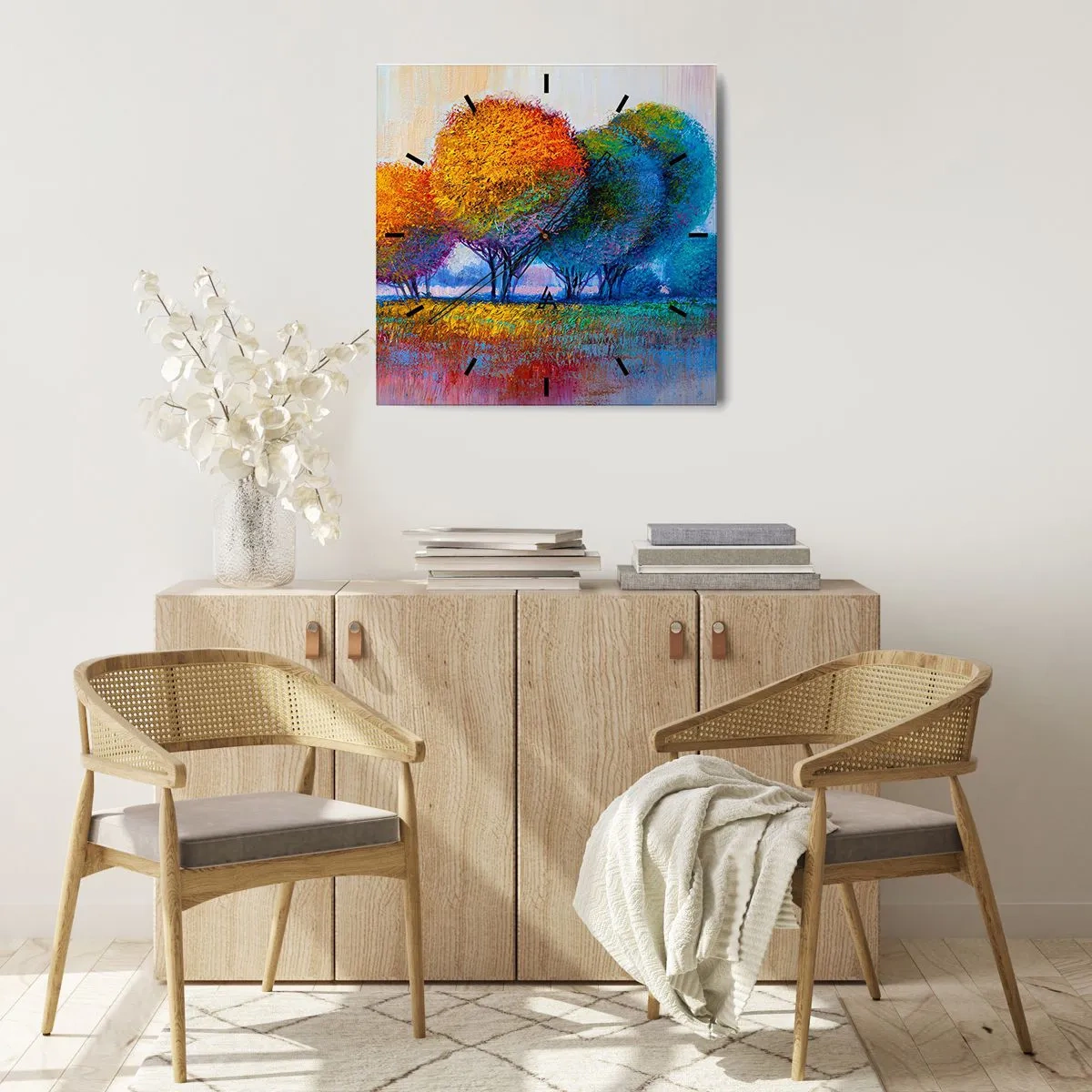 Zegar ścienny - Kępa rzęsistych barw - 40x40 cm