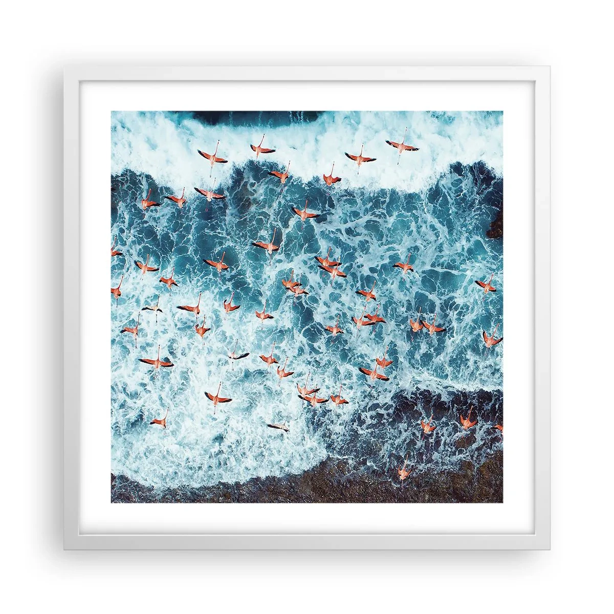 Plakat w białej ramie - Nadmorska parada - 50x50 cm