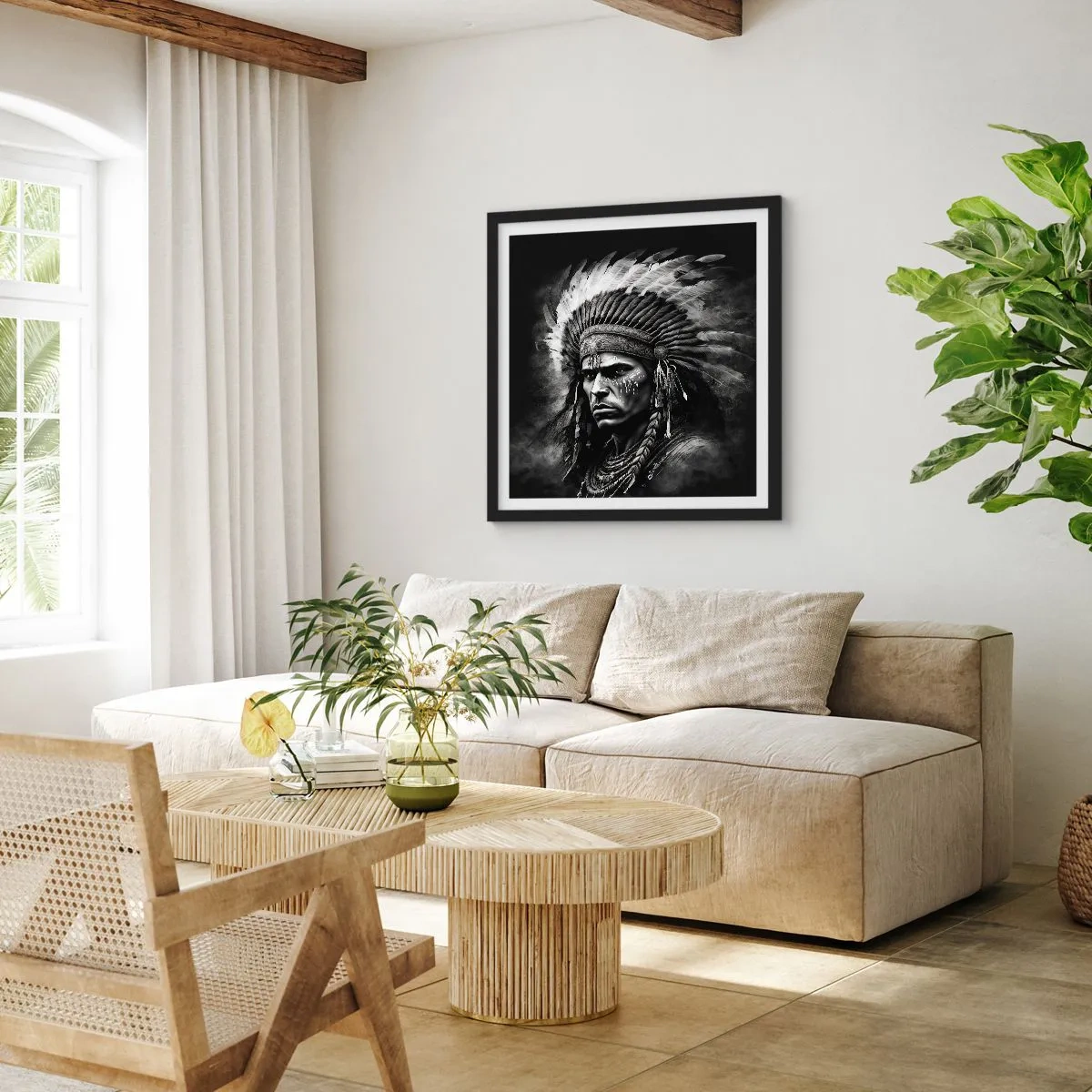 Plakat w czarnej ramie - Wódz i wojownik - 60x60 cm