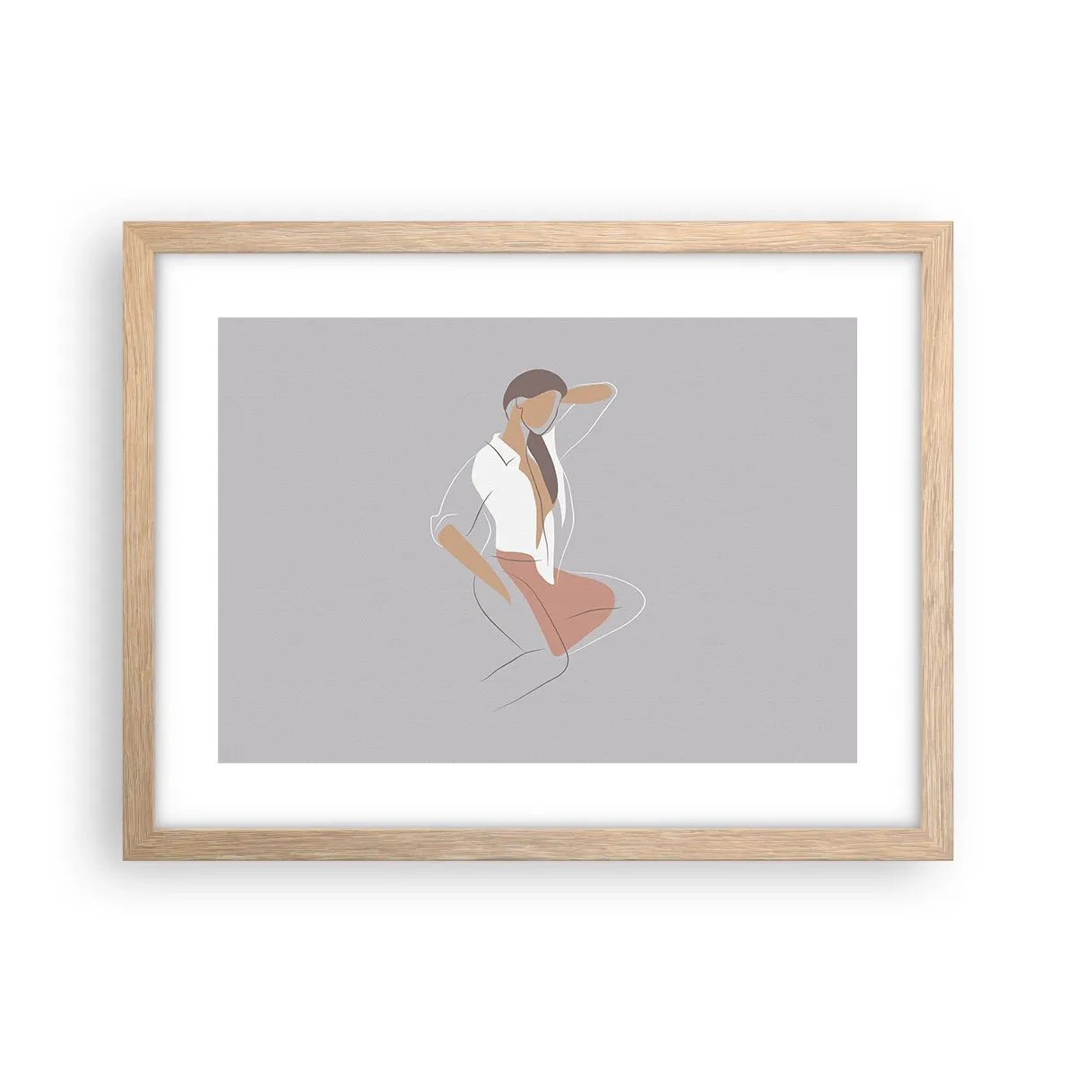 Plakat w ramie jasny dąb - Zarys wdzięku - 40x30 cm