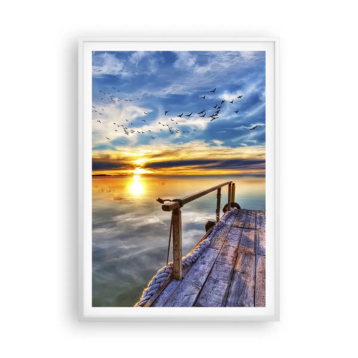 Plakat w białej ramie - Wiatr idzie na spoczynek - 70x100 cm