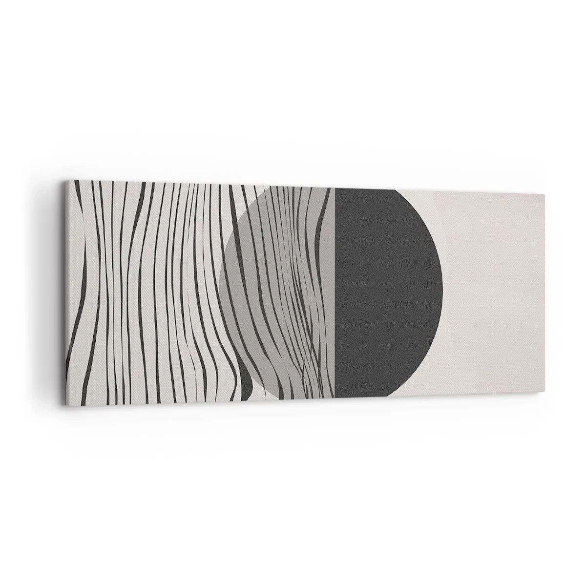 Obraz na płótnie - Abstrakcyjne linie i geometryczne kształty w stonowanych barwach - 120x50cm - Kompozycja połowiczna - Nowoczesna dekoracja ścienna do salonu i sypialni ARTTOR