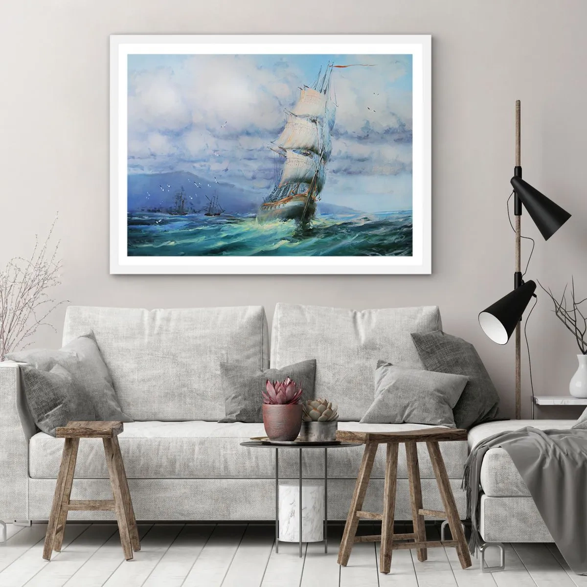 Plakat w białej ramie - Pomyślnych wiatrów - 50x40 cm
