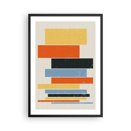 Plakat w czarnej ramie - Kolorowe geometryczne prostokąty na jasnym tle - 50x70cm - Zapis muzyki - Nowoczesna dekoracja ścienna do salonu i sypialni ARTTOR