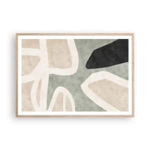 Plakat w ramie jasny dąb - Kompozycja z motywem czerni - 100x70 cm