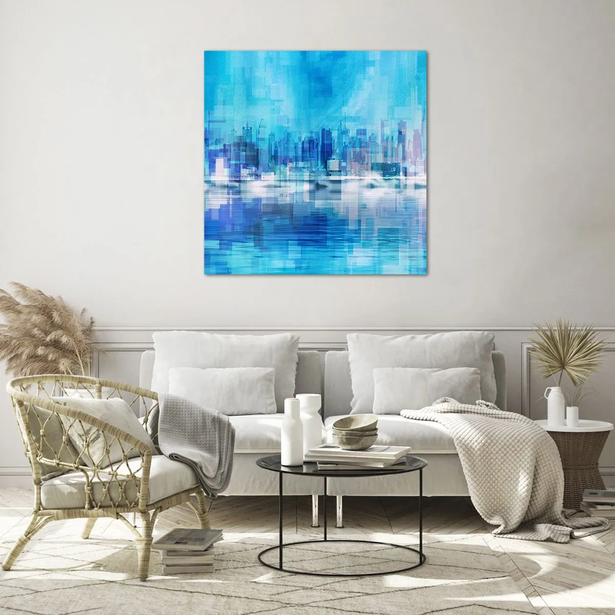 Obraz na szkle - Zatopione w błękicie - 60x60 cm