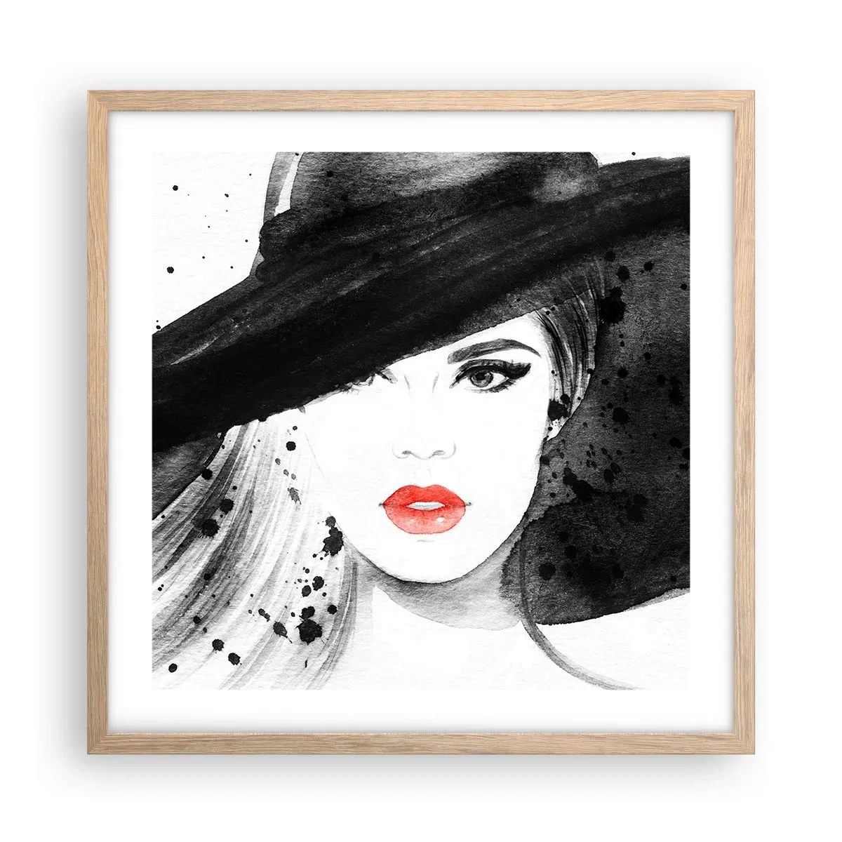 Plakat w ramie jasny dąb - Dama w czerni - 50x50 cm