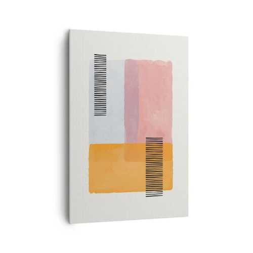 Obraz na płótnie - Geometria w pastelowych kolorach z liniami na jasnym tle - 70x100cm - Z kąta w kąt - Nowoczesna dekoracja ścienna do salonu i sypialni ARTTOR