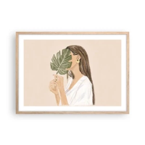 Plakat w ramie jasny dąb - Tajemniczy portret z wachlarzem - 70x50 cm