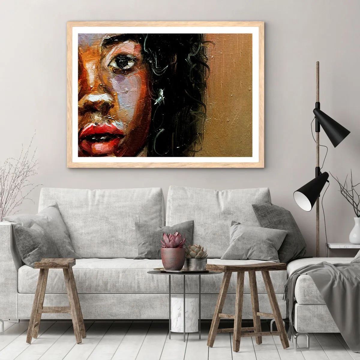 Plakat w ramie jasny dąb - Czerń i blask - 100x70 cm