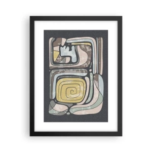 Plakat w czarnej ramie - Abstrakcja w duchu prekolumbijskim - 30x40 cm