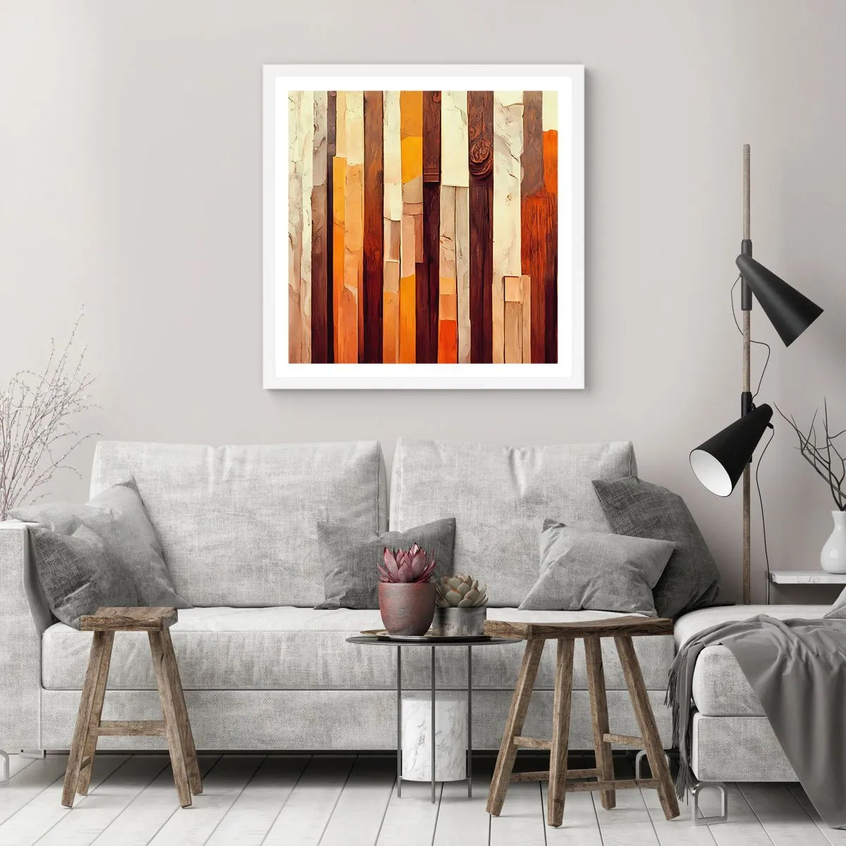 Plakat w białej ramie - Hymn leśnych drzew - 60x60 cm