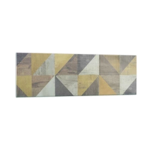 Obraz na szkle - Geometryczna kompozycja trójkątów w odcieniach ziemi - 160x50cm - Pod kątem trójkąta - Nowoczesna dekoracja ścienna do salonu i sypialni ARTTOR
