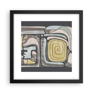 Plakat w czarnej ramie - Abstrakcja w duchu prekolumbijskim - 30x30 cm