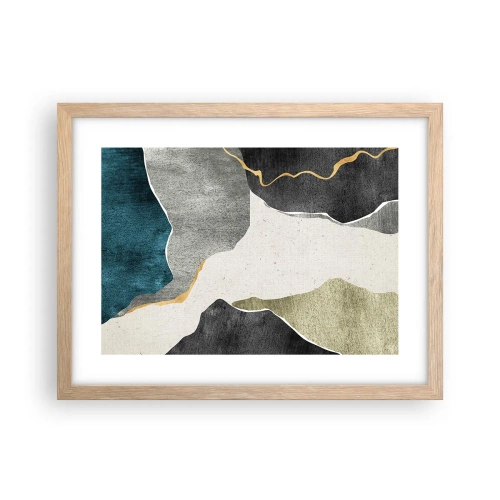 Plakat w ramie jasny dąb - Mozaikowa kompozycja z nitką złota - 40x30 cm